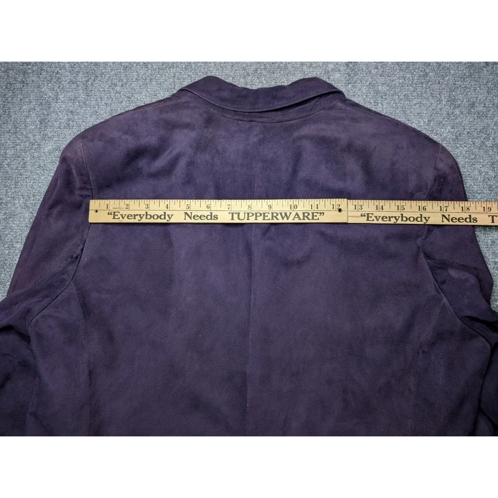 Lauren Ralph Lauren Womens LARGE Vintage Suede Leather Jacket 2‎ Button Purple